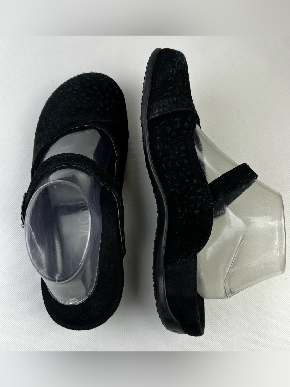 Vionic Lidia Mules Women Black Suede Slide On Laser Cut Upper Size 8
